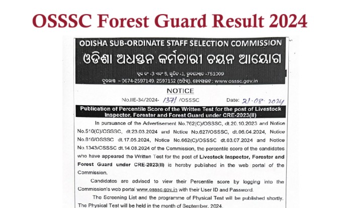 OSSSC Forest Guard Result 2024 Link