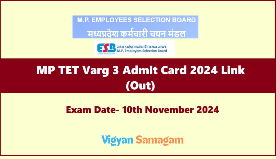 MP TET Varg 3 Admit Card 2024 Link 