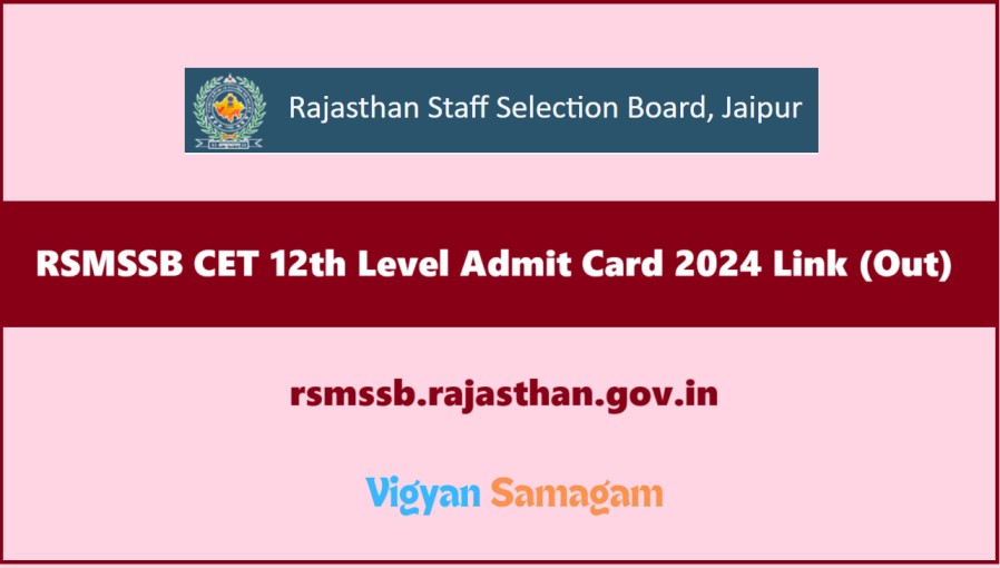 RSMSSB CET 12th Level Admit Card 2024 Link