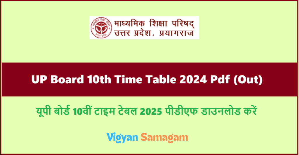 UP Board 10th Time Table 2024 Sarkari Result Pdf Download Link